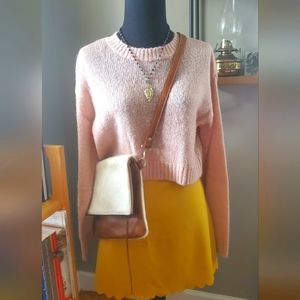 Blush pink H&M Divided cropped crew neck knit sweater